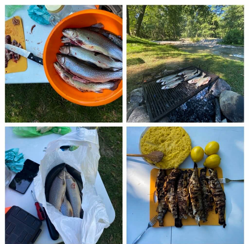 peste pe gratar mancare off camping la munte